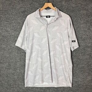 Waggle Mens Golf Polo‎ Shirt XL Owl Paisley Print Short Sleeve Button Up